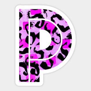 Letter P Watercolour Leopard Print Alphabet Sticker